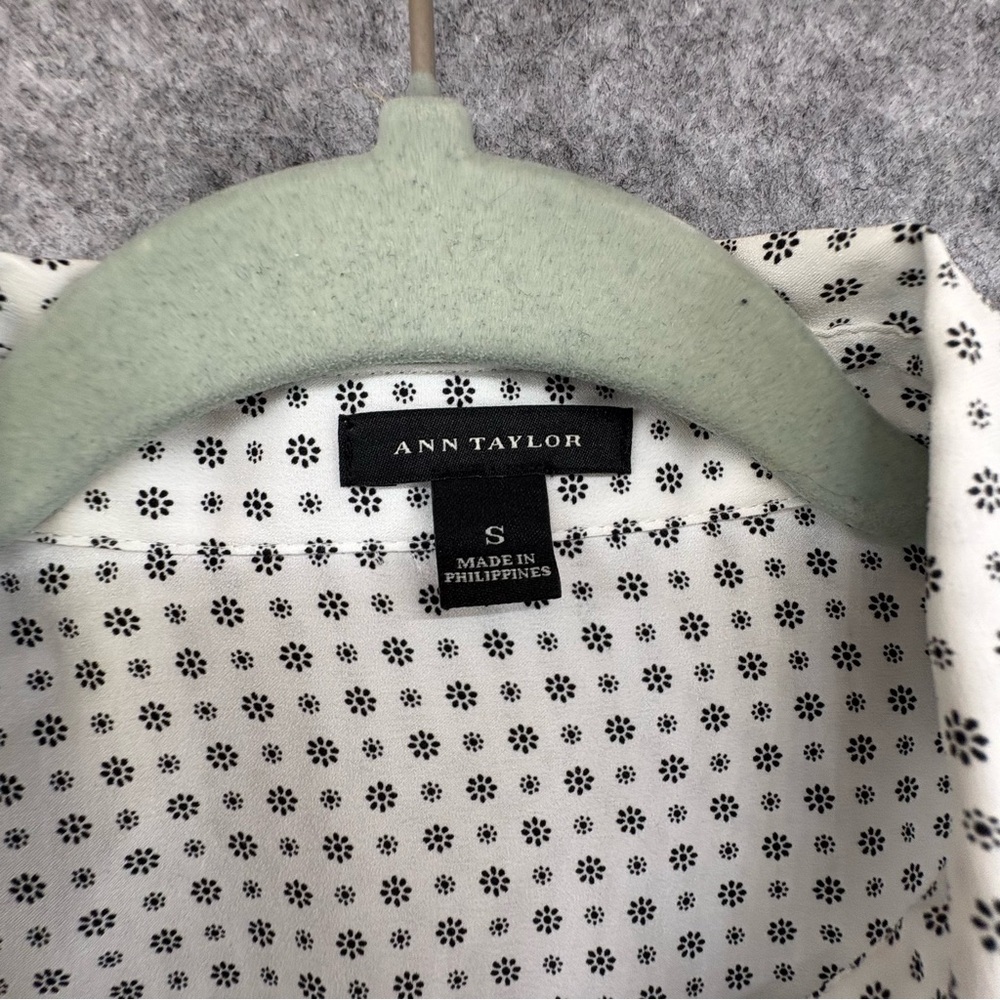 Ann Taylor Collared Button Down White And Black P… - image 8